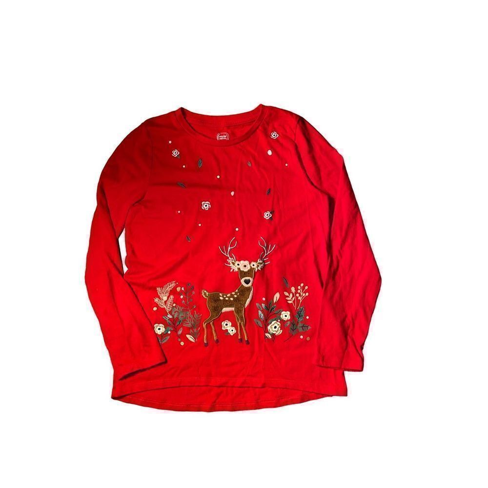 Wonder nation red embellished dear Christmas/holiday longsleeve shirt size 10/12